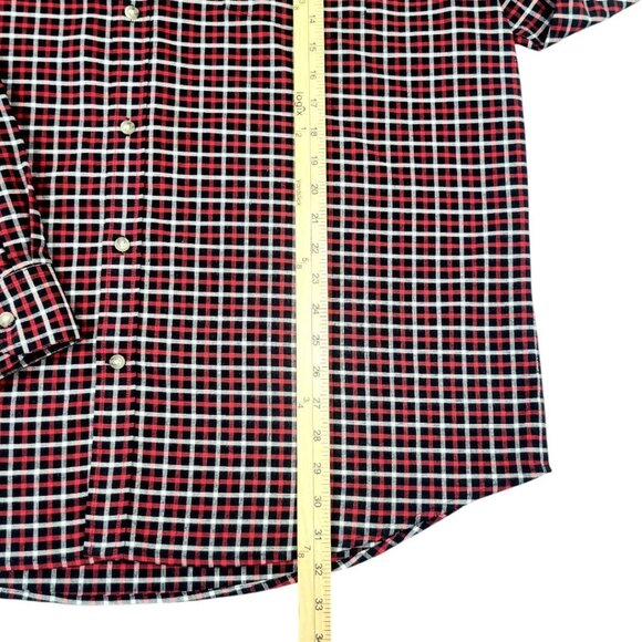 Men XXL St. Johns Bay Red Plaid Button-Down Long Sleeve Comfy Stretch Easy Care - Picture 10 of 14